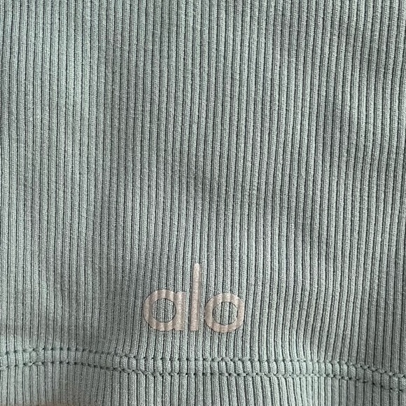 ALO yoga Ribbed Short Sleeve Top in soft seagrass. - Picture 5 of 6